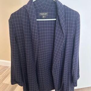 Rachel Zoe Dark Blue Grid Pattern Blazer